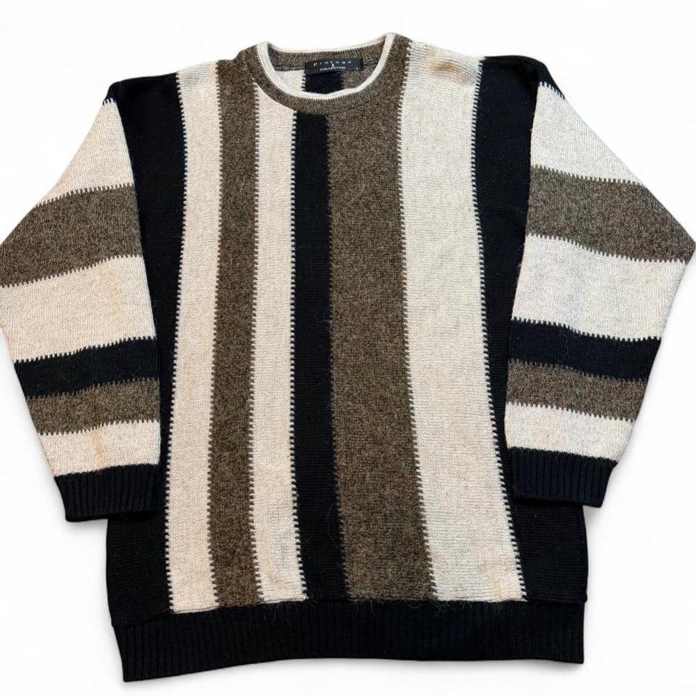 Vintage Protege Collection wool blend striped grandpa grunge sweater large